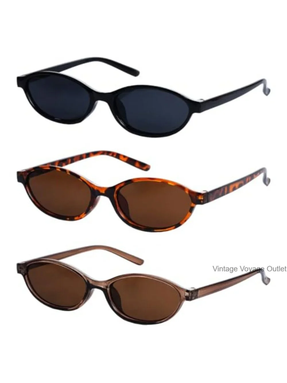 Retro Oval Cat Eye Sunglasses 3 Pair Set 90s Y2K Trendy UV Protection